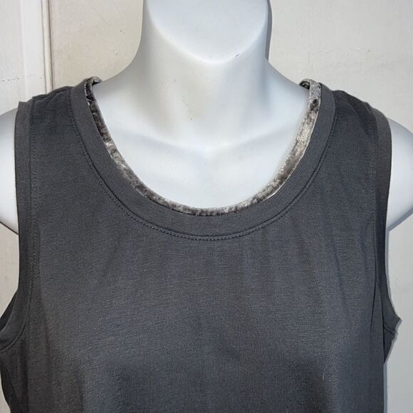 J JILL Grey Stretch Tank Top With Velvet Trim Collar-S - Picture 2 of 8